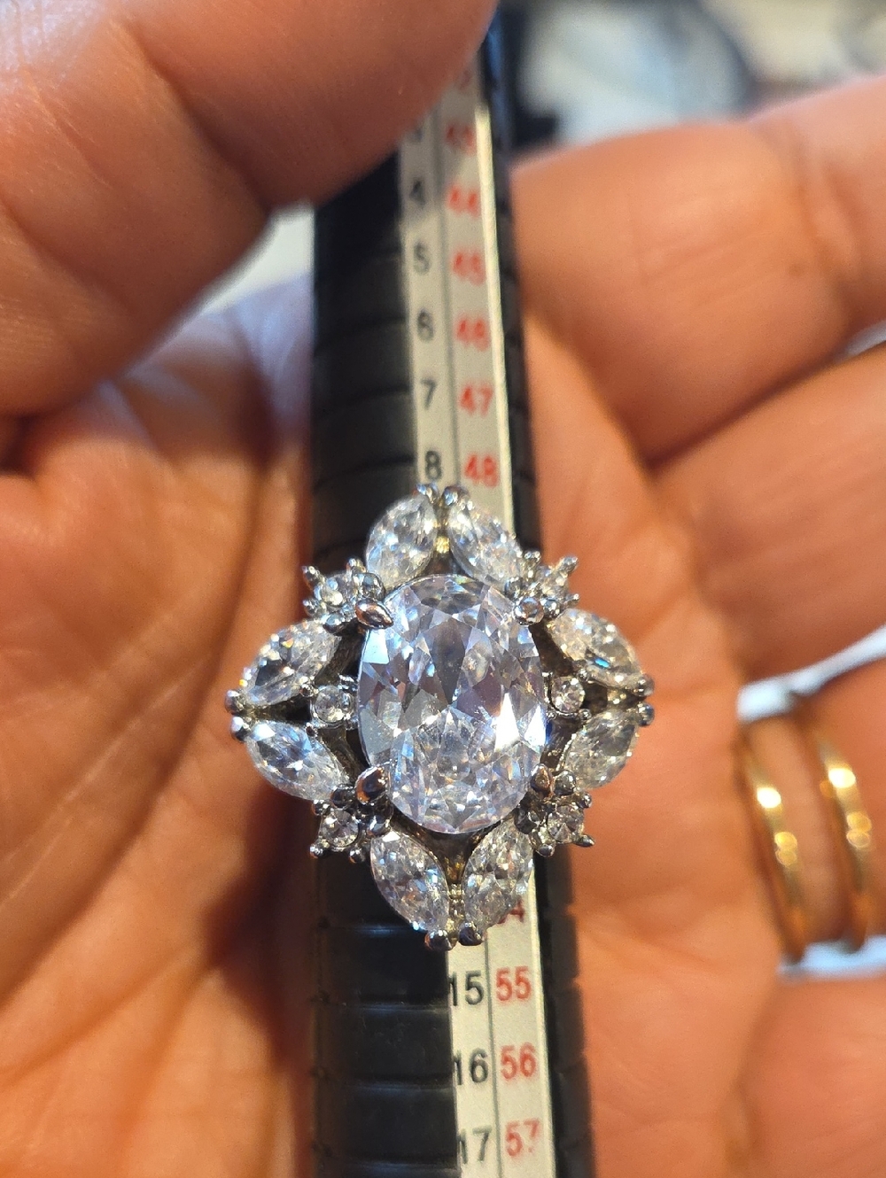 Crystal Cluster Statement Ring in Clear Silver-Tone